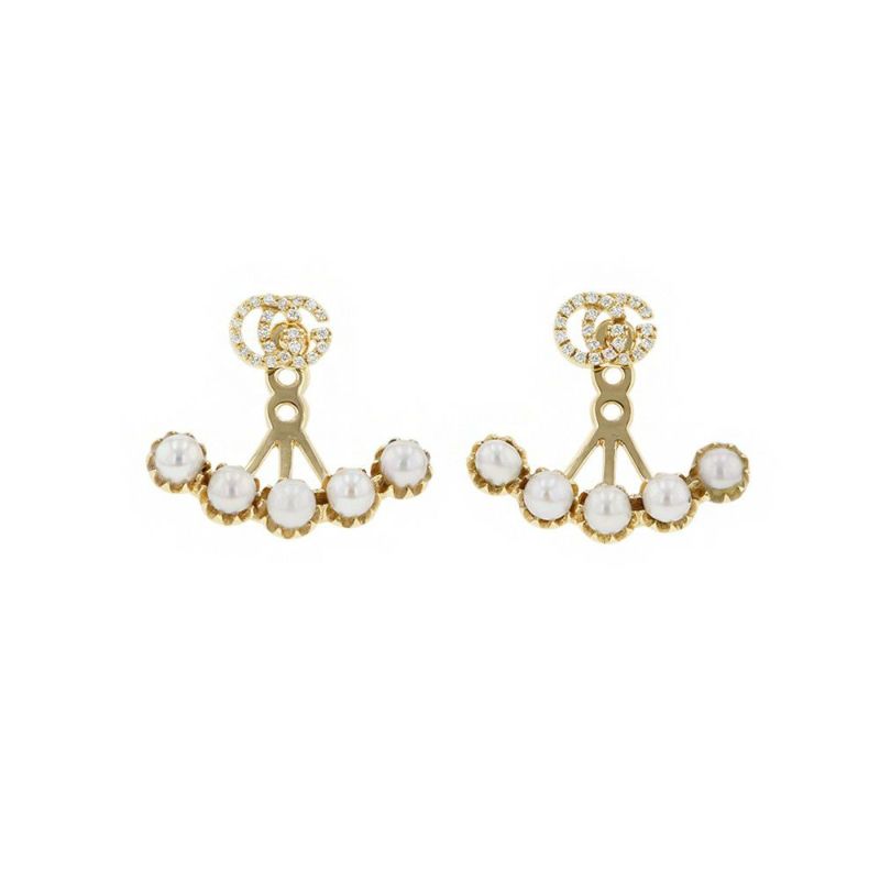 グッチ ピアス ダブルG ピアス ダイヤモンド パール K18YGイエローゴールド GUCCI 2way