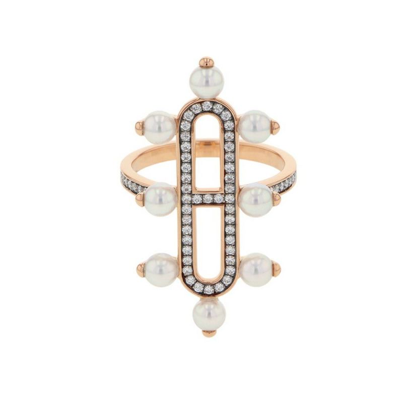 エルメス リング エルメス・シャンドラ MM ダイヤモンド パール 8P K18PGピンクゴールド サイズ56 HERMES 指輪