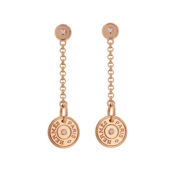 エルメス ピアス ガンバード クルー・ド・セル ピアス Ex-Libris Clou de Selle ダイヤモンド 0.04ct K18PGピンクゴールド HERMES