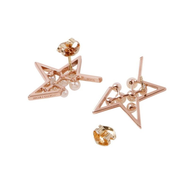 タサキ ピアス アブストラクト スター 真珠 パール K18PGピンクゴールド/K18YGイエローゴールド/サクラゴールド