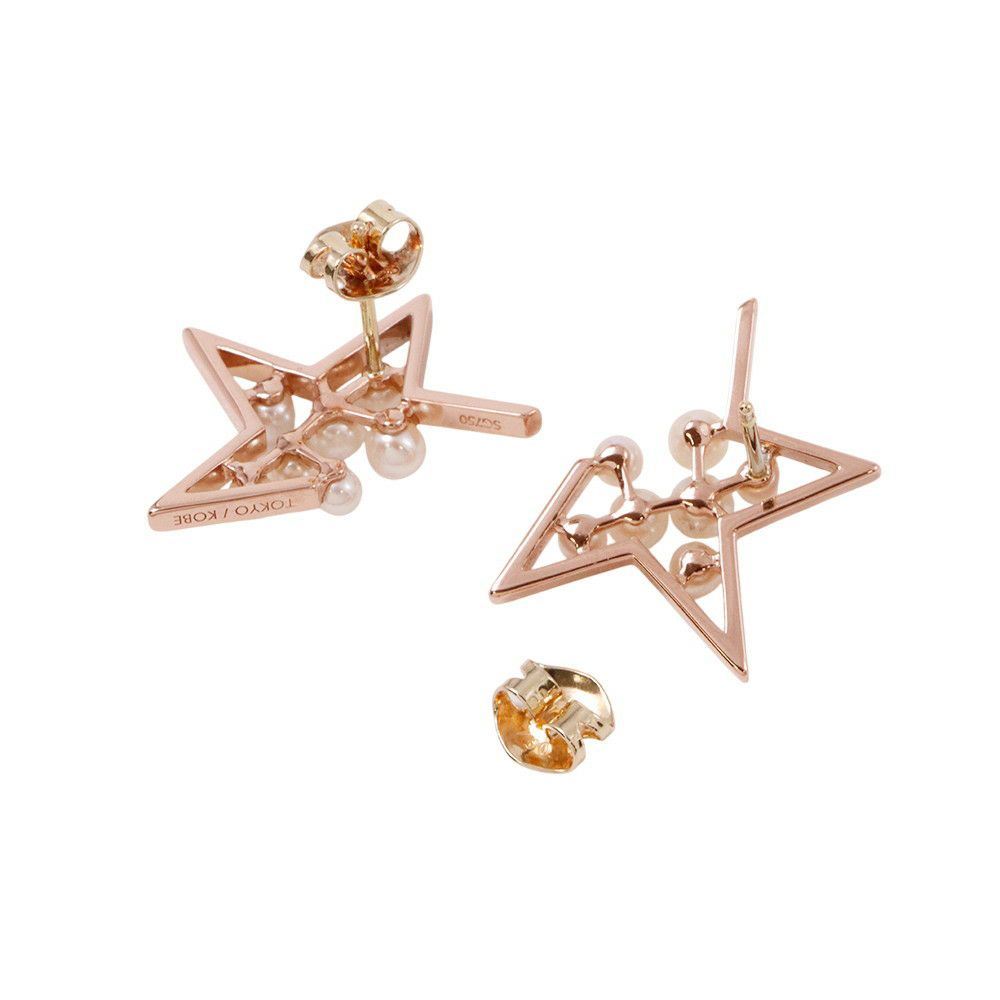 タサキ ピアス アブストラクト スター 真珠 パール K18PGピンクゴールド/K18YGイエローゴールド/サクラゴールド