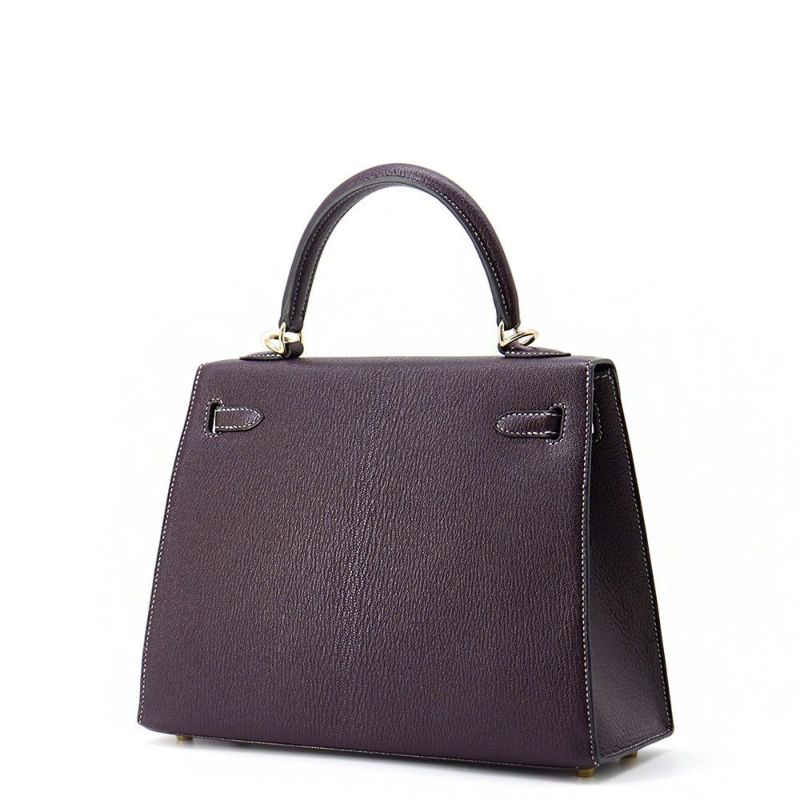 エルメス ハンドバッグ ケリー25 外縫い レザン/ブルーパオン/シャンパンゴールド金具 シェーブルコロマンデル D刻印 SPO