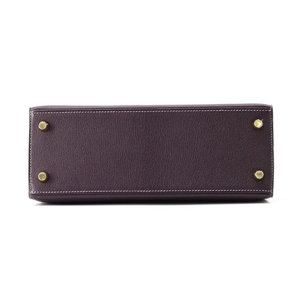 エルメス ハンドバッグ ケリー25 外縫い レザン/ブルーパオン/シャンパンゴールド金具 シェーブルコロマンデル D刻印 SPO