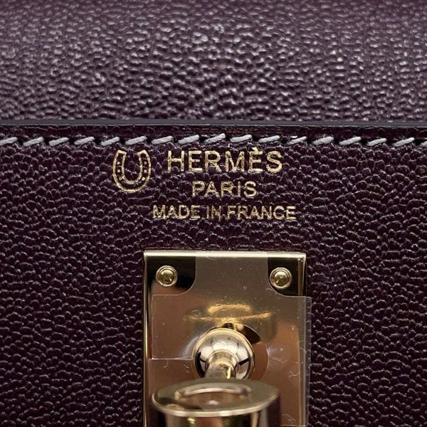 エルメス ハンドバッグ ケリー25 外縫い レザン/ブルーパオン/シャンパンゴールド金具 シェーブルコロマンデル D刻印 SPO