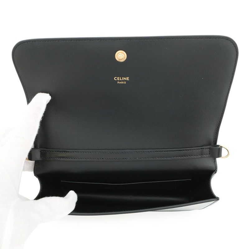 セリーヌ ショルダーバッグ トリオンフ マルチポシェット シャイニーカーフレザー 10L973 CELINE 黒