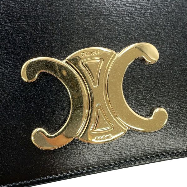 セリーヌ ショルダーバッグ トリオンフ マルチポシェット シャイニーカーフレザー 10L973 CELINE 黒