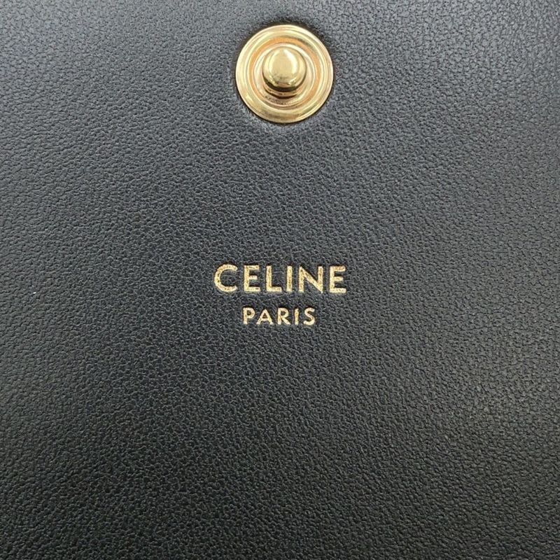 セリーヌ ショルダーバッグ トリオンフ マルチポシェット シャイニーカーフレザー 10L973 CELINE 黒