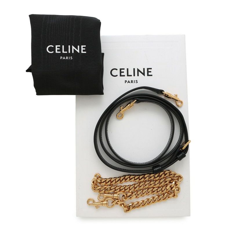 セリーヌ ショルダーバッグ トリオンフ マルチポシェット シャイニーカーフレザー 10L973 CELINE 黒