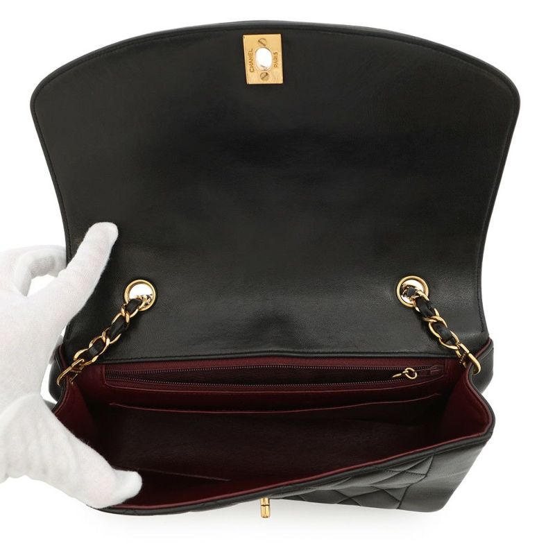 シャネル チェーンショルダーバッグ マトラッセ25 ココマーク シングルチェーン シングルフラップ A01165 CHANEL 黒