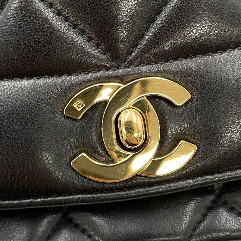 シャネル チェーンショルダーバッグ マトラッセ25 ココマーク シングルチェーン シングルフラップ A01165 CHANEL 黒
