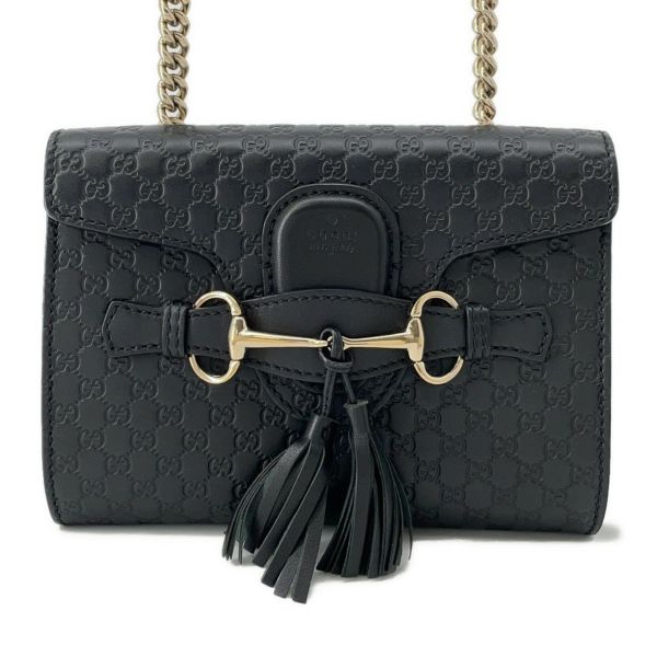 グッチ チェーンショルダーバッグ マイクログッチシマ ホースビット レザー 449636 GUCCI 黒 アウトレット品