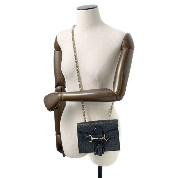 グッチ チェーンショルダーバッグ マイクログッチシマ ホースビット レザー 449636 GUCCI 黒 アウトレット品