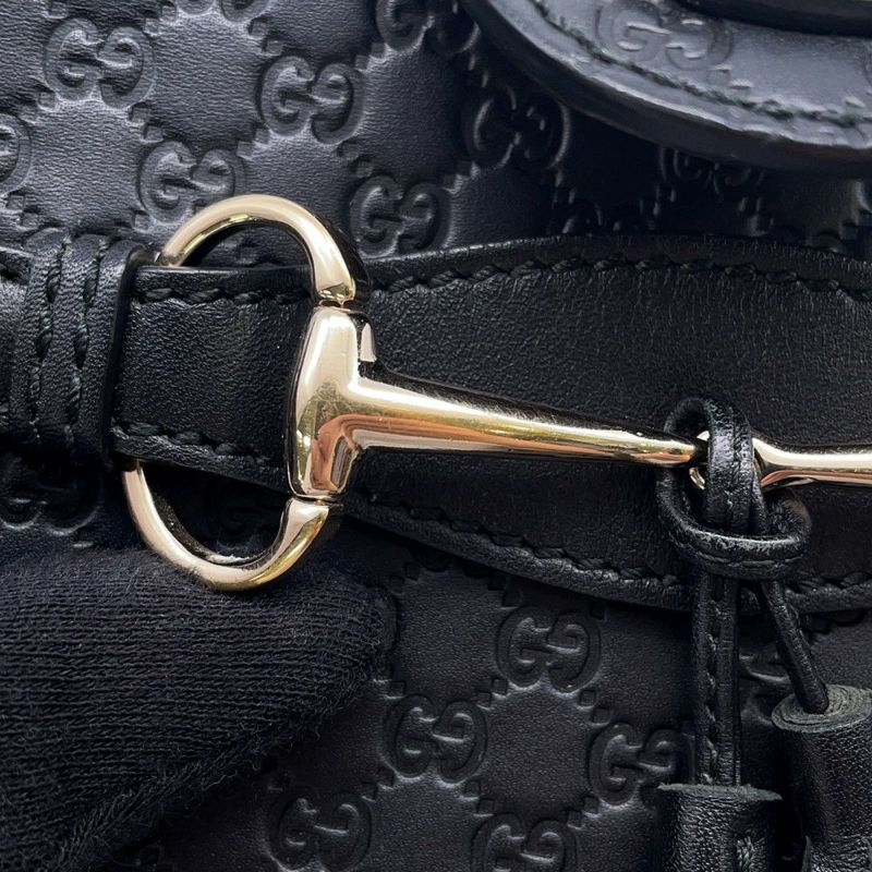 グッチ チェーンショルダーバッグ マイクログッチシマ ホースビット レザー 449636 GUCCI 黒 アウトレット品