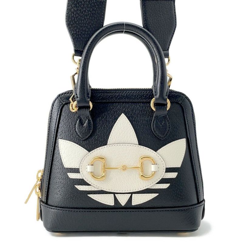 グッチ ハンドバッグ ホースビット1955 ミニ トップハンドル アディダスコラボ 677212 GUCCI 2wayショルダー 黒