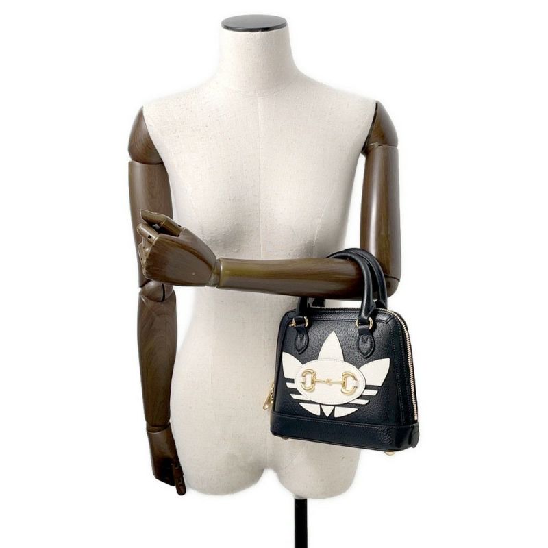 グッチ ハンドバッグ ホースビット1955 ミニ トップハンドル アディダスコラボ 677212 GUCCI 2wayショルダー 黒