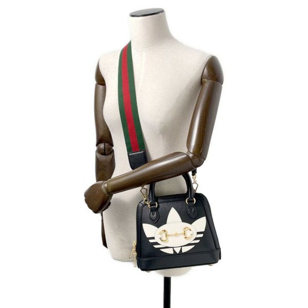 グッチ ハンドバッグ ホースビット1955 ミニ トップハンドル アディダスコラボ 677212 GUCCI 2wayショルダー 黒