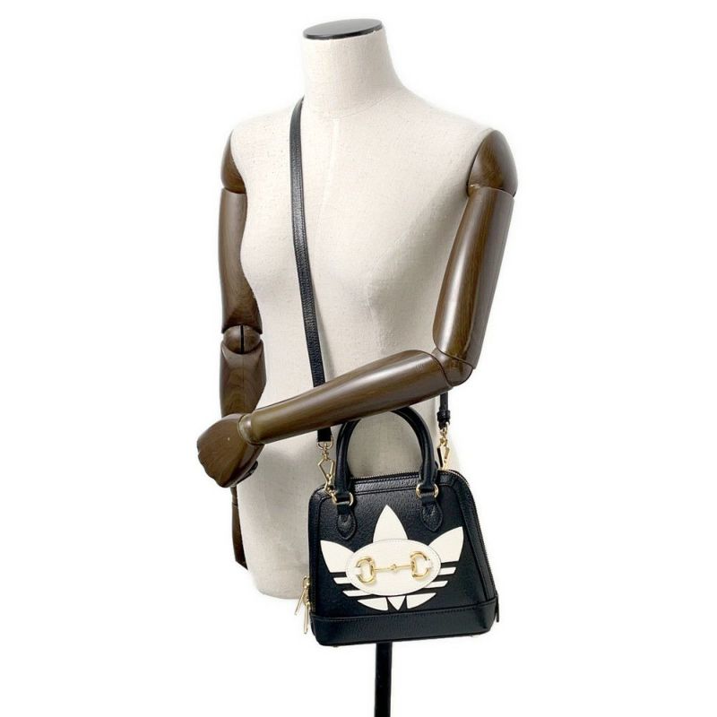 グッチ ハンドバッグ ホースビット1955 ミニ トップハンドル アディダスコラボ 677212 GUCCI 2wayショルダー 黒