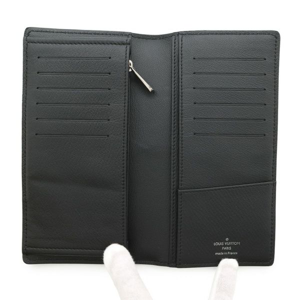 ルイヴィトン 長財布 モノグラム・エクリプス/オーストリッチ/クロコダイル ポルトフォイユ・ブラザ N96277 メンズ ブラック 黒