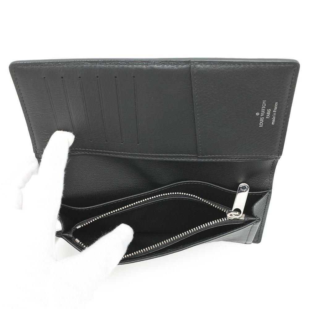 ルイヴィトン 長財布 モノグラム・エクリプス/オーストリッチ/クロコダイル ポルトフォイユ・ブラザ N96277 メンズ ブラック 黒