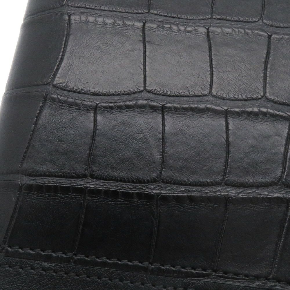 ルイヴィトン 長財布 モノグラム・エクリプス/オーストリッチ/クロコダイル ポルトフォイユ・ブラザ N96277 メンズ ブラック 黒