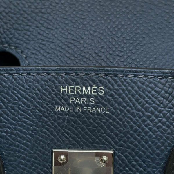 エルメス バーキン25 ブルードプリュス/ブルーインディゴ/ブラック/シルバー金具 ヴォーエプソン B刻印 HERMES Birkin