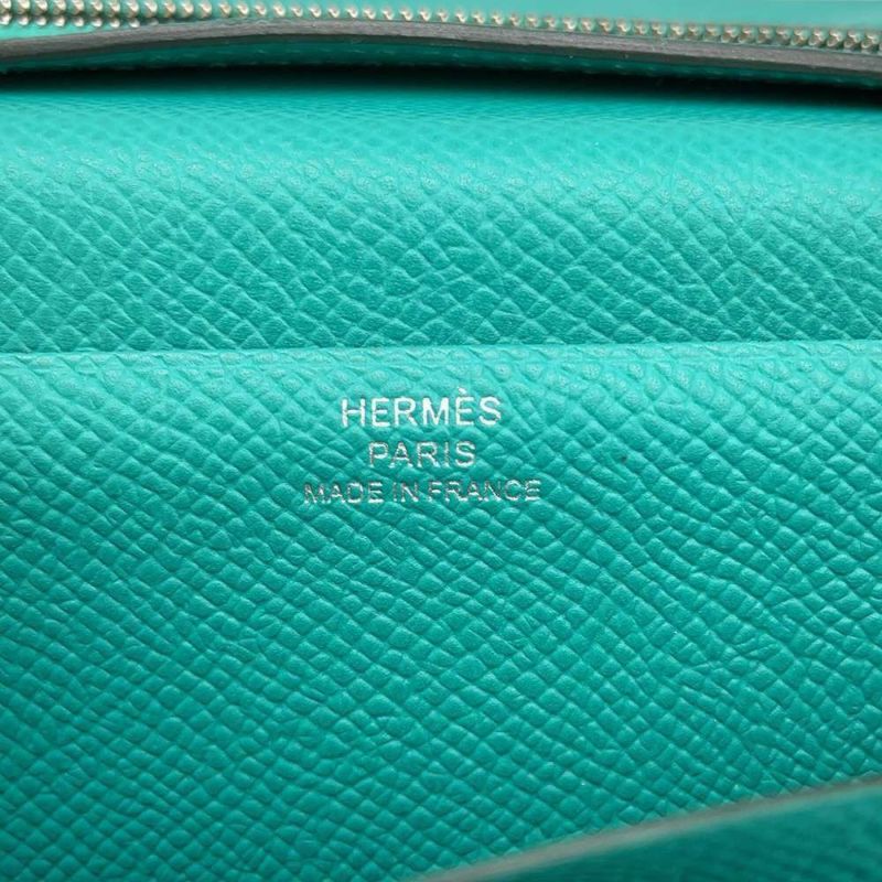 エルメス 長財布 ベアンスフレ ヴェールヴェローヌ/シルバー金具 ヴォーエプソン D刻印 HERMES 財布