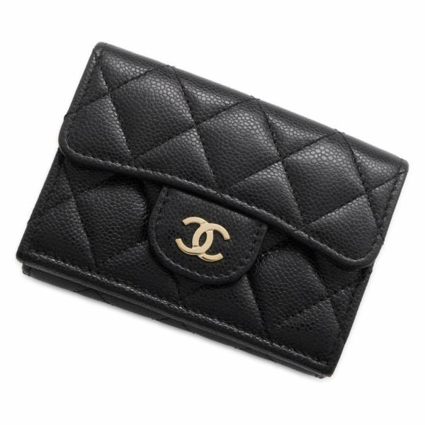 シャネル 三つ折り財布 マトラッセ ココマーク クラシック スモール フラップ ウォレット AP0230 CHANEL 財布 黒