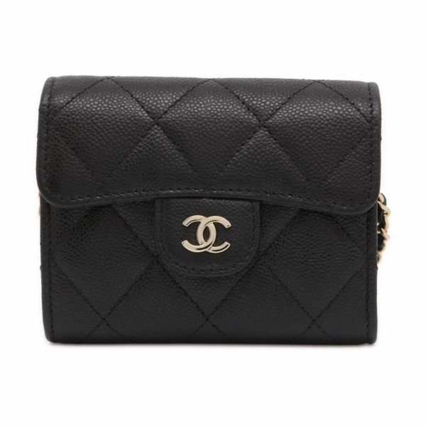 シャネル チェーンウォレット マトラッセ ココマーク ミニ ソフトキャビアスキン ブラック AP0238 CHANEL 財布 黒