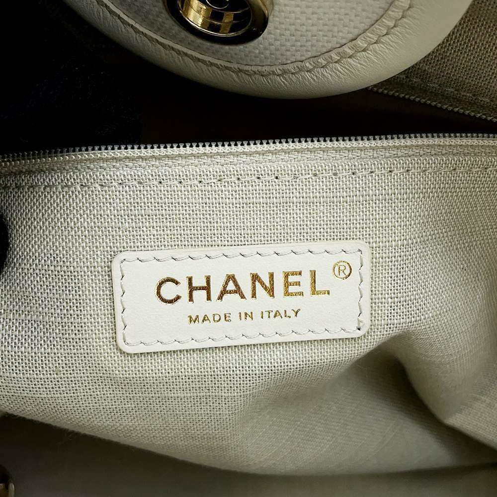 シャネル トートバッグ ドーヴィルライン ココマーク ラージ キャンバス A66941 2wayショルダーバッグ 白