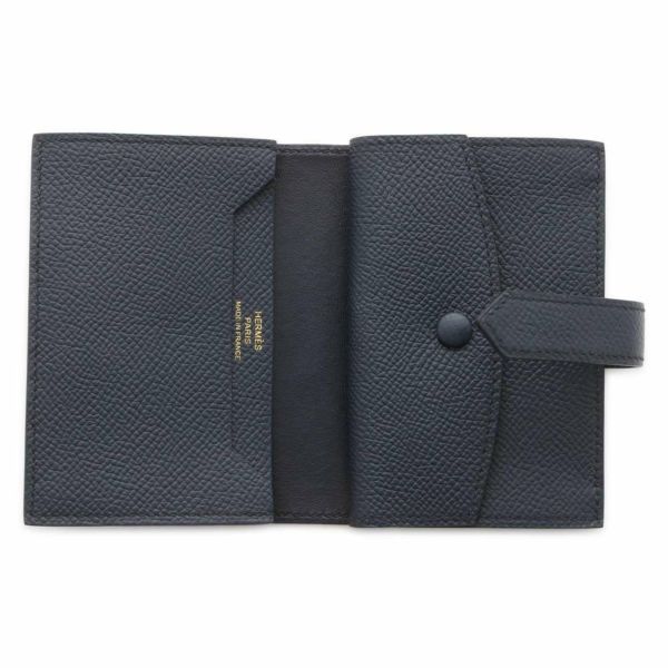 エルメス カードケース ベアン ミニ ブルーインディゴ/ピングゴールド金具 ヴォーエプソン U刻印