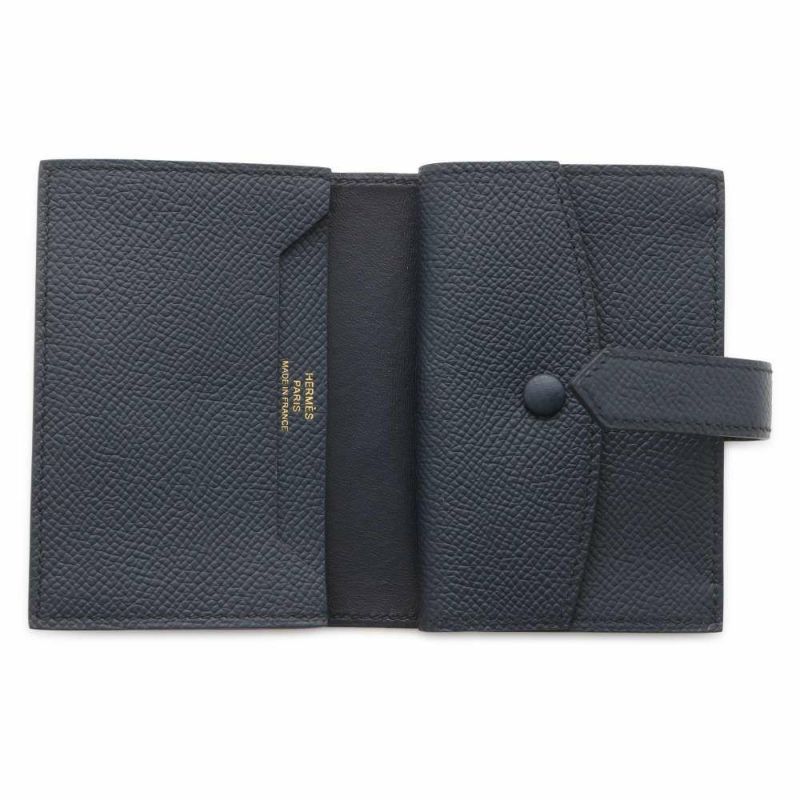 エルメス カードケース ベアン ミニ ブルーインディゴ/ピングゴールド金具 ヴォーエプソン U刻印