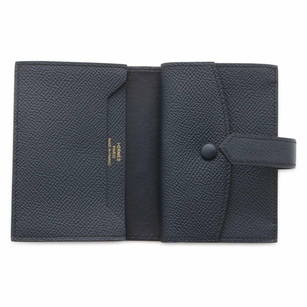 エルメス カードケース ベアン ミニ ブルーインディゴ/ピングゴールド金具 ヴォーエプソン U刻印