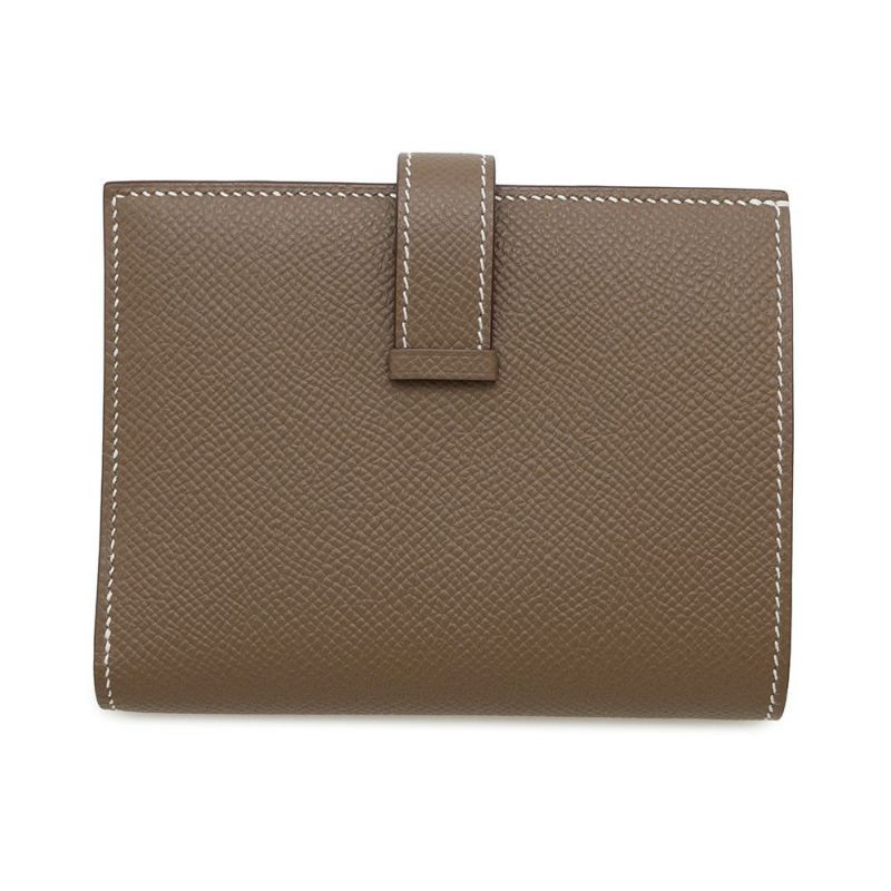 エルメス 二つ折り財布 ベアンコンパクト エトゥープ/ゴールド金具 エプソン W刻印 HERMES 財布