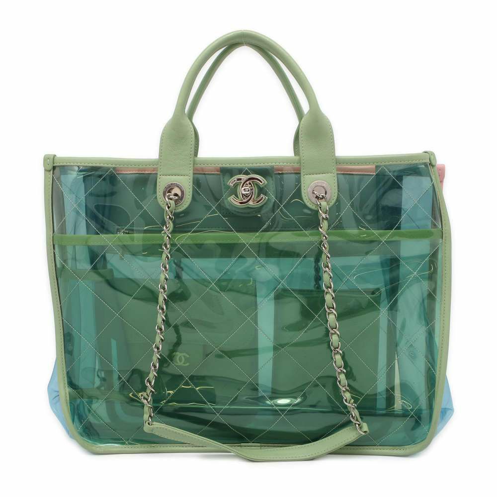 シャネル チェーントートバッグ ラージ ショッピング バッグ ココマーク PVC A57411 CHANEL バッグ クリア