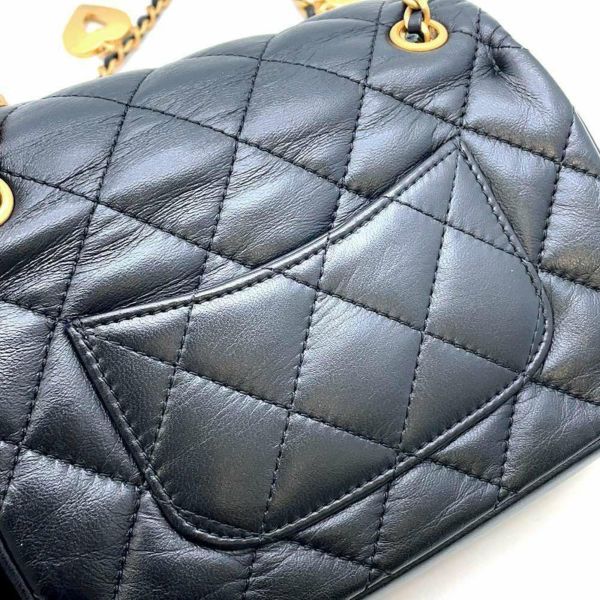 シャネル チェーンショルダーバッグ ミニ マトラッセ ココマーク AS3456 CHANEL ハート 黒