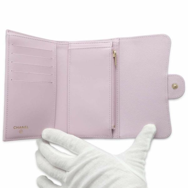 シャネル 三つ折り財布 マトラッセ ココマーク キャビアスキン ブラック AP0232 CHANEL 財布 ピンク