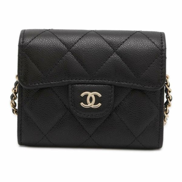 シャネル チェーンウォレット マトラッセ ココマーク ミニ パテント AP0238 CHANEL 財布 黒