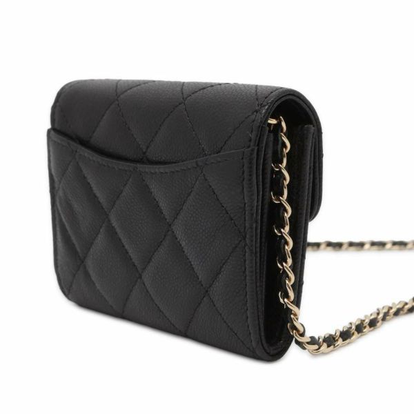 シャネル チェーンウォレット マトラッセ ココマーク ミニ パテント AP0238 CHANEL 財布 黒