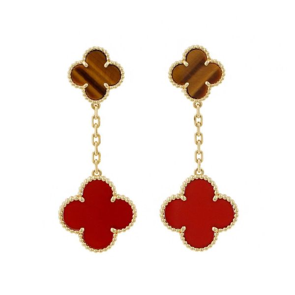 美品　Van Cleef & Arpels アルハンブラ ピアス　タイガーアイ ヴァンクリーフ&アーペル ヴィンテージアルハンブラ タイガー