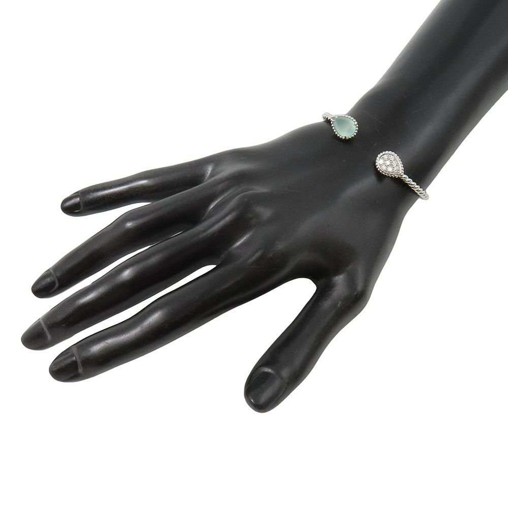 ブシュロン ブレスレット セルパンボエム ツイン モチーフ バングル アクアプレーズ 1P 1.10ct ダイヤ 8P 計0.32ct K18WG サイズ15