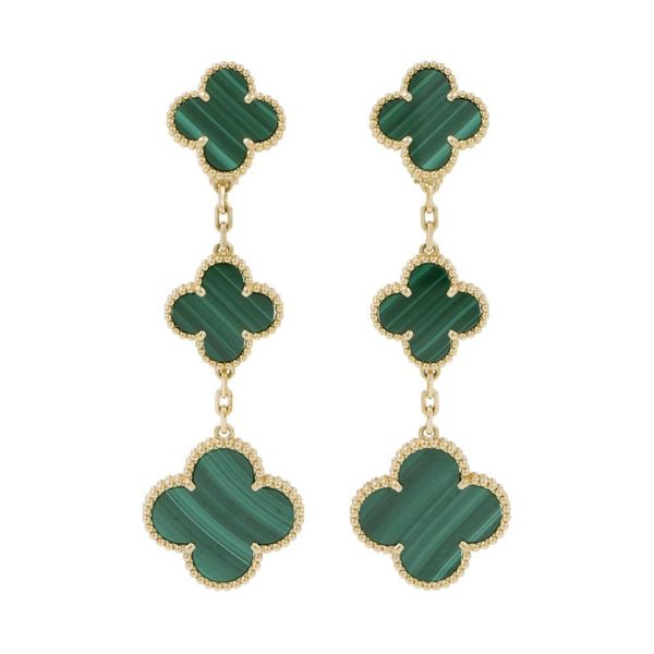 ヴァンクリーフ&アーペル ピアス マジック アルハンブラ イヤリング 3モチーフ マラカイト K18YGイエローゴールド VCARO2AG00