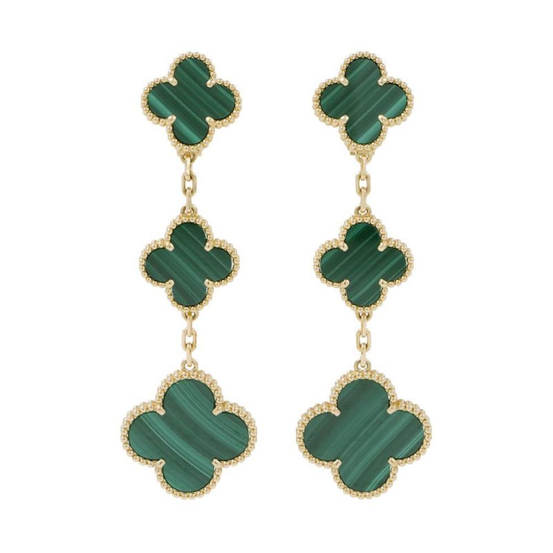 ヴァンクリーフ&アーペル ピアス マジック アルハンブラ イヤリング 3モチーフ マラカイト K18YGイエローゴールド VCARO2AG00