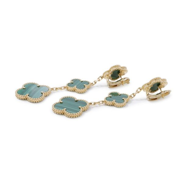 ヴァンクリーフ&アーペル ピアス マジック アルハンブラ イヤリング 3モチーフ マラカイト K18YGイエローゴールド VCARO2AG00