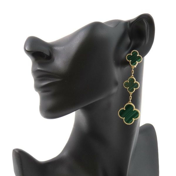 ヴァンクリーフ&アーペル ピアス マジック アルハンブラ イヤリング 3モチーフ マラカイト K18YGイエローゴールド VCARO2AG00