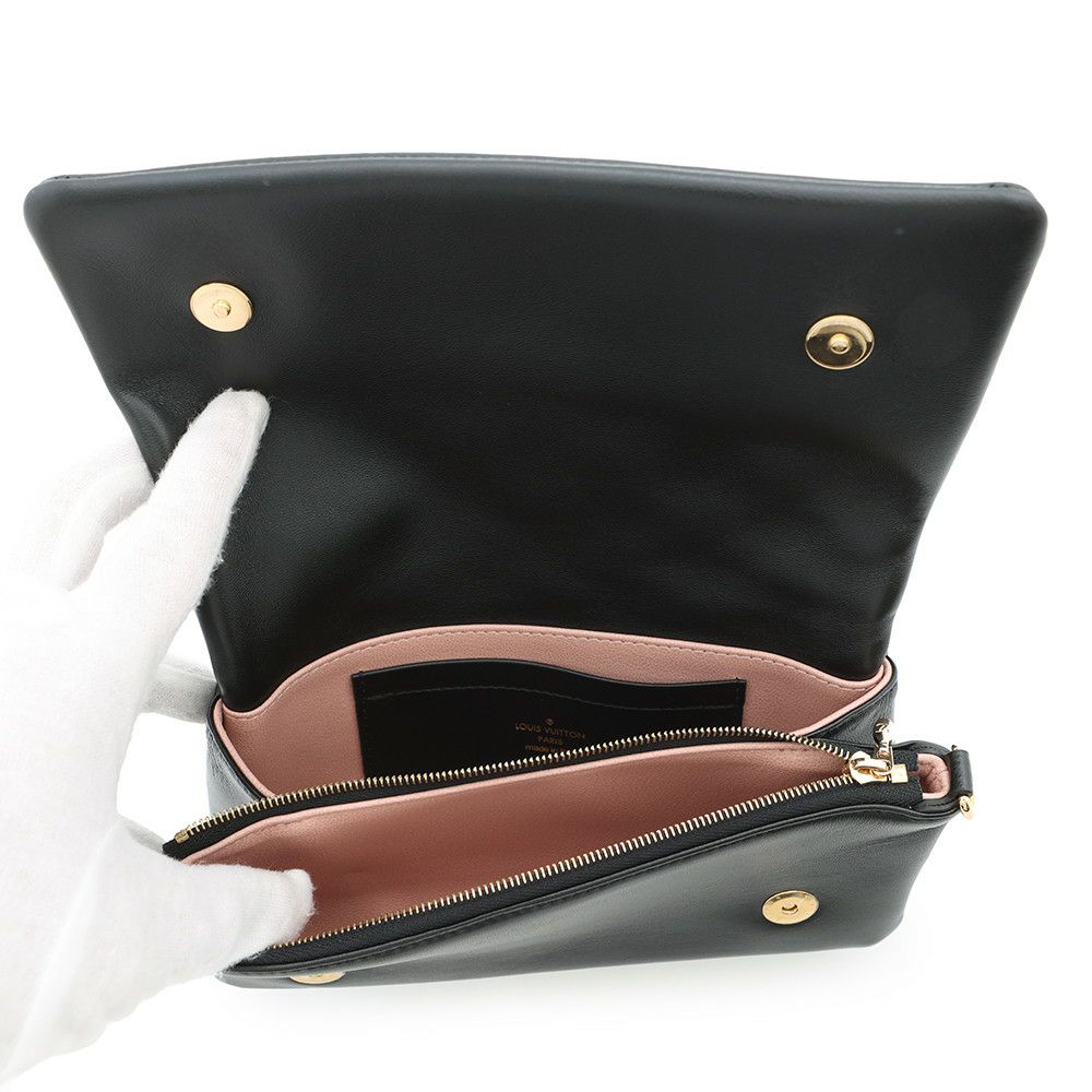 ルイヴィトン ショルダーバッグ モノグラム・パターン/ラムレザー ポシェットクッサン M83359 LOUIS VUITTON ブラック 黒