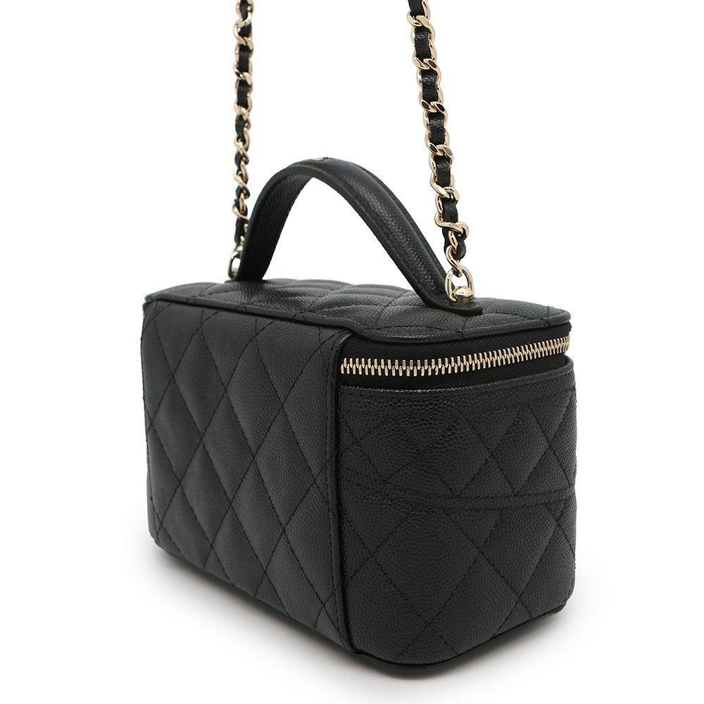 シャネル チェーンショルダーバッグ マトラッセ ココマーク ヴァニティケース キャビアスキン AP4404 CHANEL 黒 バニティ
