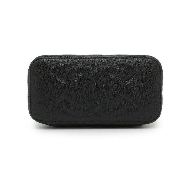 シャネル チェーンショルダーバッグ マトラッセ ココマーク ヴァニティケース キャビアスキン AP4404 CHANEL 黒 バニティ