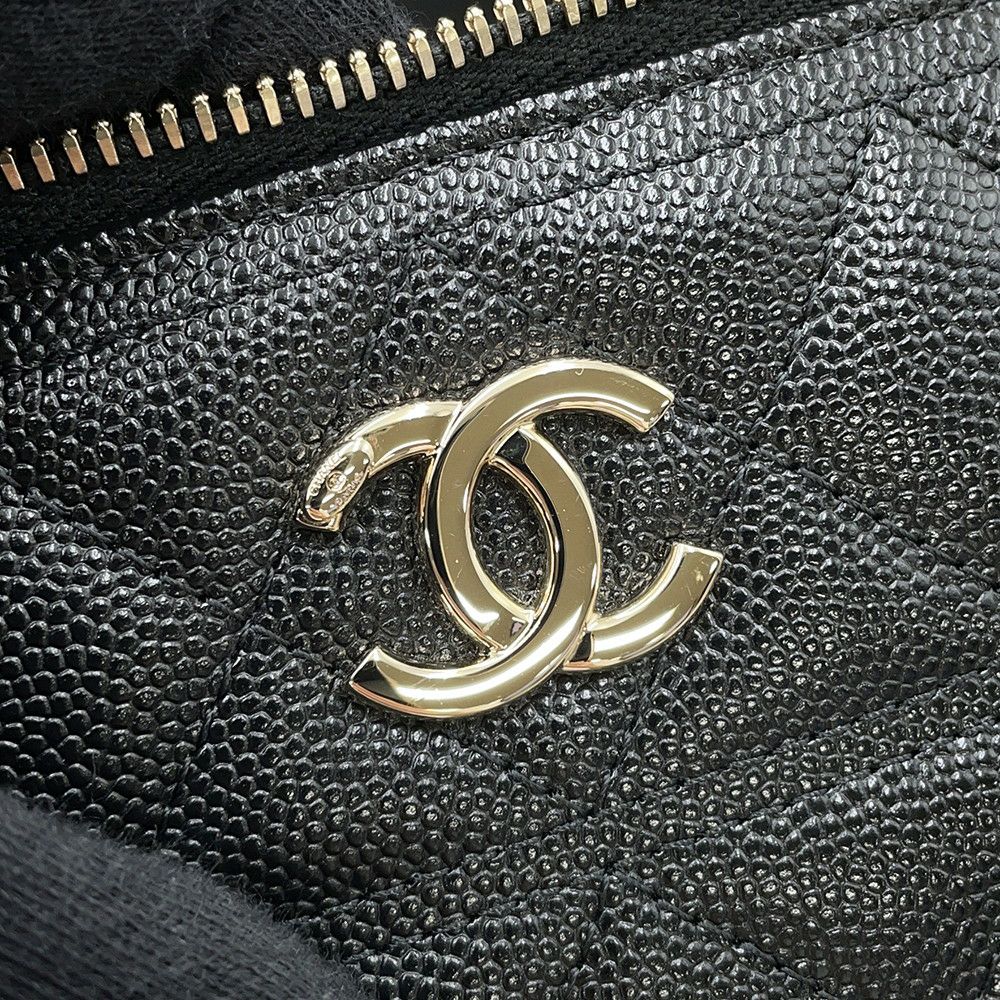シャネル チェーンショルダーバッグ マトラッセ ココマーク ヴァニティケース キャビアスキン AP4404 CHANEL 黒 バニティ