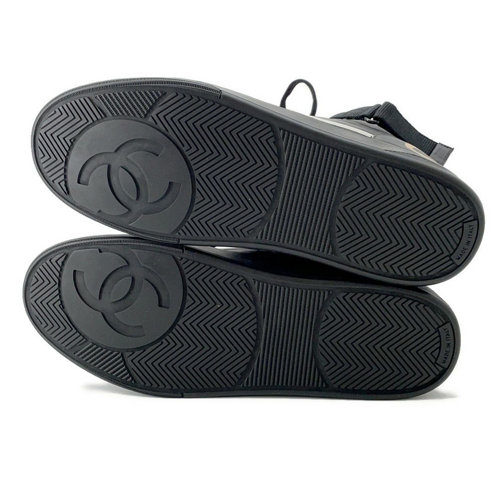 シャネル スニーカー バックロゴ ハイカット レザー G35064 メンズサイズ43 CHANEL メンズ 黒