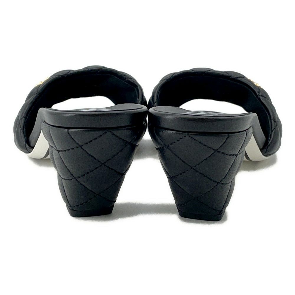 シャネル サンダル マトラッセ ココマーク ラムスキン G38820 レディースサイズ38C CHANEL 黒